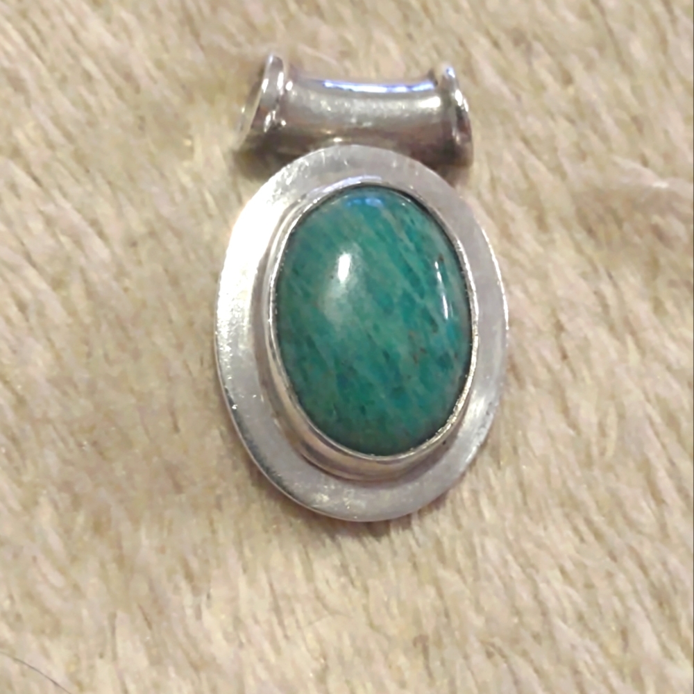 Sterling slide pendant with green stone
